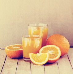 healthy fresh orange juice with oranges