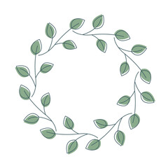 Spring Wreath. Cute Natural Frame with Leaves. Spring, Summer or Easter Design Element.