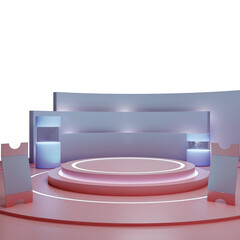 3D scene background with podium and  geometric shapes, used for product display mockup
