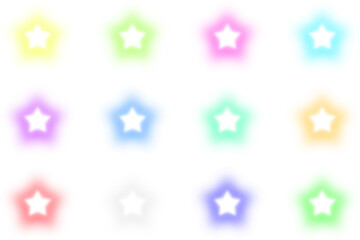 png. glowing neon stars of different colors. pattern.