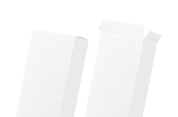 Closeup realistic cardboard packaging boxes mockup. Vector illustration isolated on white background. Can be use for medicine, food, cosmetic and other. Ready for your presentation. EPS10.	