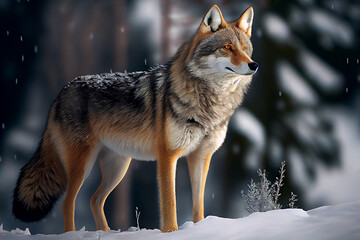 wolf in snow winter. Illustration Generative AI