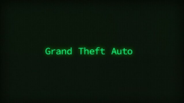 Retro Computer Coding Text Animation Typing Grand Theft Auto, CRT Monitor Style