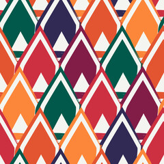 Paint brush seamless pattern. Freehand grunge design background. Scale, triangle motif ornament. Trendy handdrawn geometric print