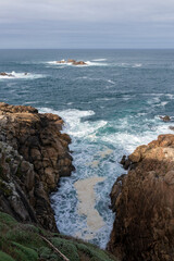 Fototapeta na wymiar rocky beach on the Galician coast. Coruna, Spain.