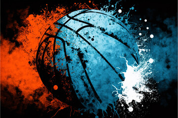 Orange Blue Black and White Grunge Basketball Background, Final Four March Madness  Generative AI
