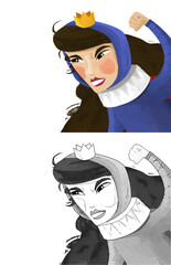 cartoon scene with angry queen or princess