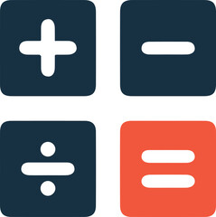 Fototapeta premium Basic mathematical symbol. Plus and minus icon set. Math symbol. Multiply icon. division symbol, Calculator button, business finance concept in vector.