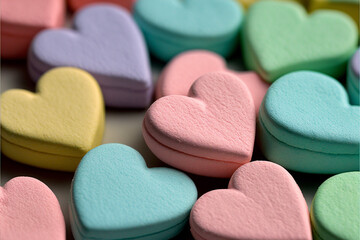 Obraz na płótnie Canvas Candy Hearts, Valentine Generative AI