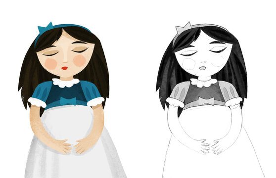 cartoon princess queen sleeping illustration