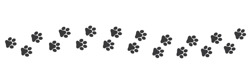 Paw vector foot trail print on white background. Cat or Dog Foot trail, path pattern animal tracks