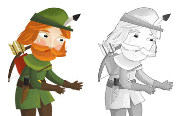 cartoon scene with king or prince archer