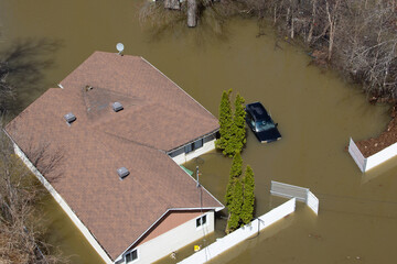 Naklejka premium House in a Flooded Area