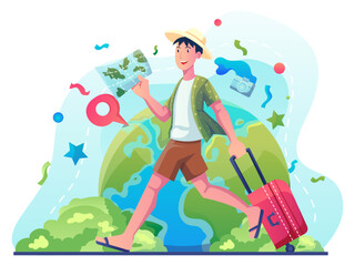 Traveling Flat Illustration