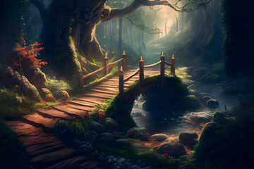 Bridge in the fantasy forest