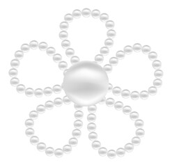 Decorative White Flower made from Circles Pearl Satin