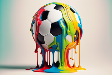 melting dripping plastic forming a soccer ball, generative AI