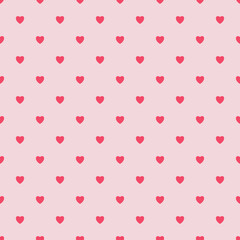 Simple heart shapes seamless pattern ina  diagonal arrangement. Love and romantic theme background. Pink vector wallpaper.