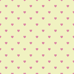 Simple heart shapes seamless pattern ina  diagonal arrangement. Love and romantic theme background. Pink vector wallpaper.