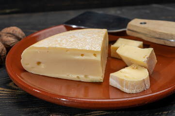 Cheese collection, French reblochon de savoie gratin cheese close up