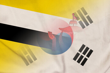Brunei and South Korea political flag transborder contract KOR BRN