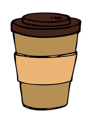 Cute cup of tea or coffee illustration. Simple cup clipart. Cozy home doodle