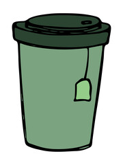 Cute cup of coffee illustration. Simple cup clipart. Cozy home doodle