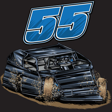 Dirt Racing Car Splash, Isolated On Black Background, For T-shirt Business, Digital Printing, Screen Printing And Poster