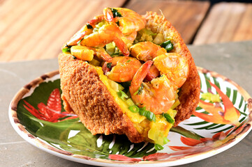 acaraje dumpling made with black-eyed pea dough, shrimp, onion and salt, and fried in palm oil typical Brazilian cuisine baiana cuisine