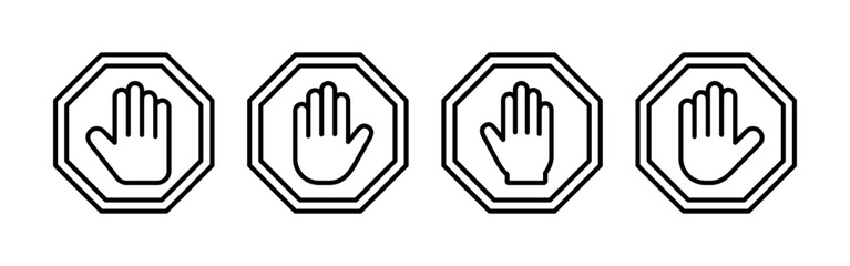 Stop icon vector for web and mobile app. stop road sign. hand stop sign and symbol. Do not enter stop red sign with hand