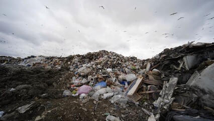 Large landfill near the metropolis in autumn.