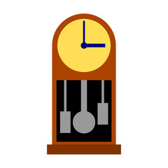 Illustration of antique wooden clock on isolated white background