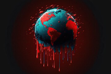 Created with Generative AI technology. Red bloody earth. World War concept