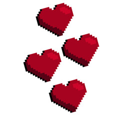 Floating Pixel Love Hearts Full Vector