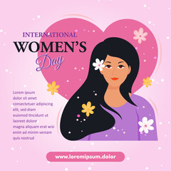 International women's day illustration with cute minimalist flat design