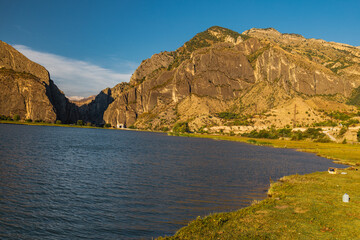 Gunib reservoir and hydroelectric power station in Dagestan