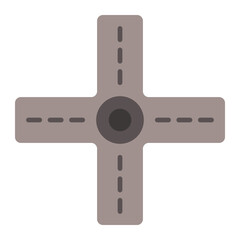 Road Intersection Flat Icon