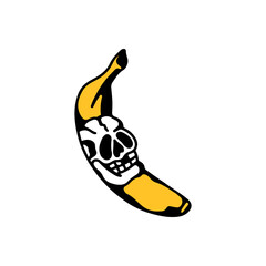vector illustration of a skull with a banana