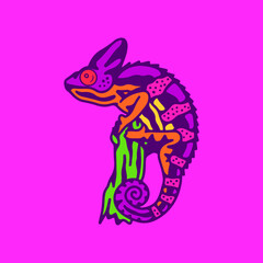 vector illustration of chameleon character