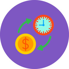 Time Is Money Multicolor Circle Flat Icon