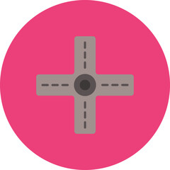 Obraz premium Road Intersection Multicolor Circle Flat Icon