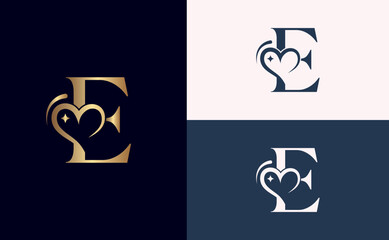 beauty logo design love spa massage letter E