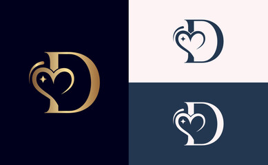 beauty logo design love spa massage letter D
