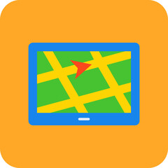 Gps Multicolor Round Corner Flat Icon