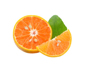 tangerine or mandarin fruit with leaves isolated transparent png
