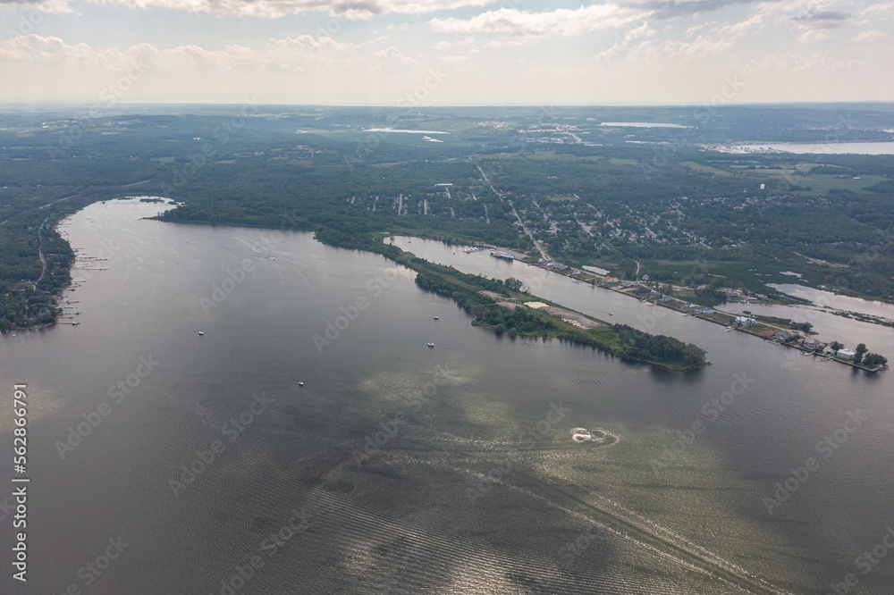 Wall mural Victoria Harbour waubausehene beach by PENETANGUISHENE in ontario canada  drone views 