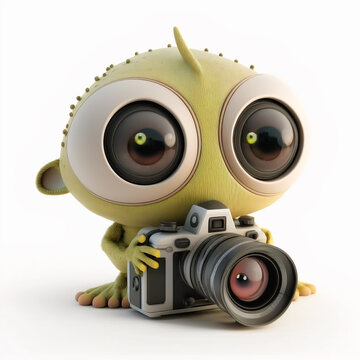 cute creature with a photo camera