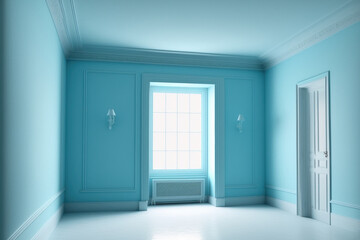 blue clean minimal room interior copy space background. Generative ai.
