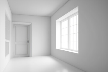 White clean minimal room interior copy space background. Generative ai.
