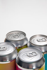 Close up of soda or beer cans